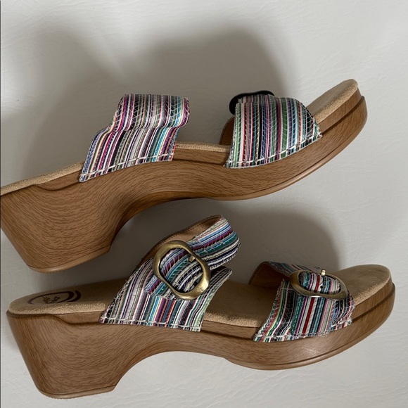 Dansko Women’s Shoes Sophie Stripe Leather Slip On Slide Sandals size 9.5 - Picture 14 of 15